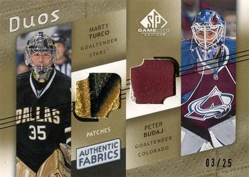 2008-09 SP Game Used - Authentic Fabrics Duos Patches #AF2-TB Marty Turco / Peter Budaj  Front