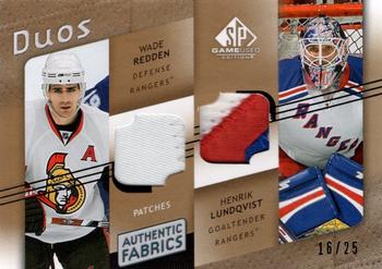 2008-09 SP Game Used - Authentic Fabrics Duos Patches #AF2-WL Wade Redden / Henrik Lundqvist  Front