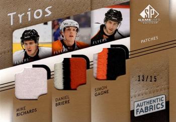 2008-09 SP Game Used - Authentic Fabrics Trios Patches #AF3-GBR Mike Richards / Daniel Briere / Simon Gagne  Front