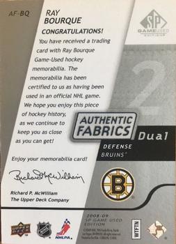 2008-09 SP Game Used - Authentic Fabrics Dual #AF-BQ Ray Bourque  Back