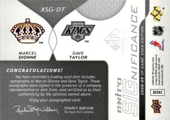 2008-09 SP Game Used - Extra SIGnificance #XSG-DT Marcel Dionne / Dave Taylor  Back