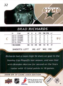 2008-09 SP Game Used - Gold #32 Brad Richards  Back