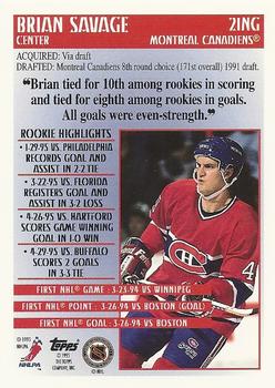1995-96 Topps - New to the Game #21NG Brian Savage Back
