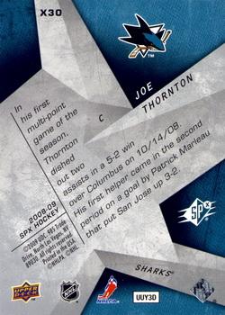 2008-09 SPx - SPxcitement #X30 Joe Thornton  Back