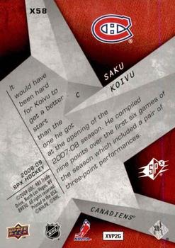 2008-09 SPx - SPxcitement #X58 Saku Koivu  Back