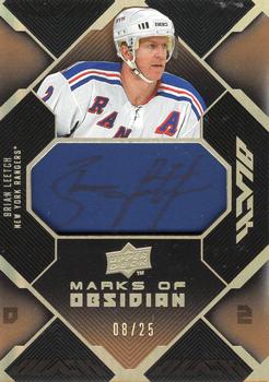 2008-09 UD Black - Marks of Obsidian Autographs Patches Gold #MO-BL Brian Leetch Front