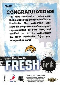 2008-09 Ultra - Fresh Ink #FI-JP Jason Pominville  Back
