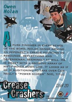 1995-96 Ultra - Crease Crashers #13 Owen Nolan Back