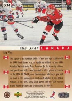 1995-96 Upper Deck #534 Brad Larsen Back
