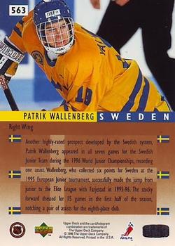 1995-96 Upper Deck #563 Patrik Wallenberg Back
