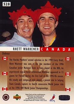 1995-96 Upper Deck #528 Rhett Warrener Back