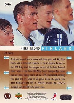 1995-96 Upper Deck #546 Miika Elomo Back