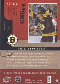 2008-09 Upper Deck Masterpieces - 5 x 7 #XL-PE Phil Esposito  Back