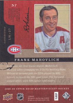 2008-09 Upper Deck Masterpieces - Brown #57 Frank Mahovlich Back