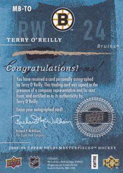 2008-09 Upper Deck Masterpieces - Brushstrokes Brown #MB-TO Terry O'Reilly  Back