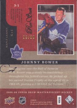 2008-09 Upper Deck Masterpieces - Green #51 Johnny Bower Back