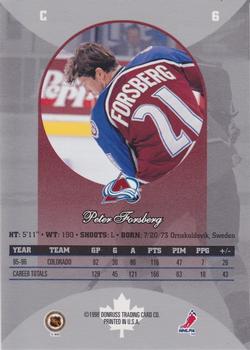 1996-97 Donruss Canadian Ice #6 Peter Forsberg Back