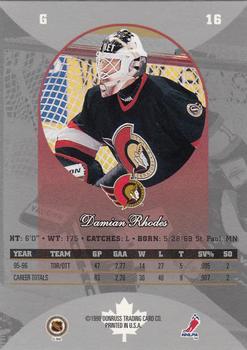 1996-97 Donruss Canadian Ice #16 Damian Rhodes Back