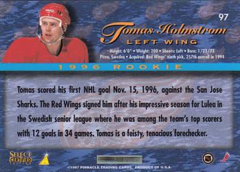 1996-97 Select Certified #97 Tomas Holmstrom Back