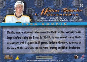 1996-97 Select Certified #99 Mattias Timander Back