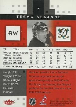 2005-06 Fleer Hot Prospects - Red Hot #3 Teemu Selanne Back