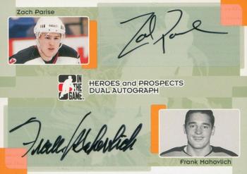 2005-06 In The Game Heroes and Prospects - Autographs #DA-PM Zach Parise-Frank Mahovlich Front