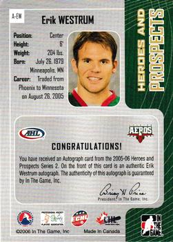 2005-06 In The Game Heroes and Prospects - Autographs Series II #A-EW Erik Westrum Back