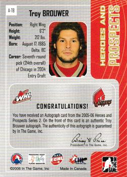 2005-06 In The Game Heroes and Prospects - Autographs Series II #A-TB Troy Brouwer Back