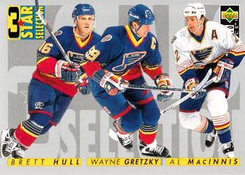 1996-97 Collector's Choice #329 Brett Hull / Wayne Gretzky / Al MacInnis Front