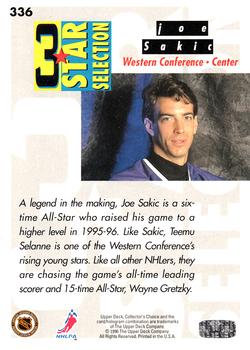 1996-97 Collector's Choice #336 Wayne Gretzky / Joe Sakic / Teemu Selanne Back