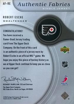 2005-06 SP Game Used - Authentic Fabrics #AF-RE Robert Esche Back
