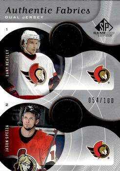 2005-06 SP Game Used - Authentic Fabrics Dual #AF2-DJ Dany Heatley / Jason Spezza Front