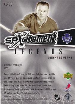2005-06 SPx - Xcitement Legends #XL-BO Johnny Bower Back