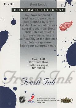 2005-06 Ultra - Fresh Ink #FI-BL Brett Lebda Back