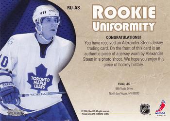 2005-06 Ultra - Rookie Uniformity Jerseys #RU-AS Alexander Steen Back