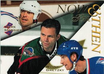1996-97 Flair - Now & Then #1 Mark Messier / Mike Gartner / Wayne Gretzky Front