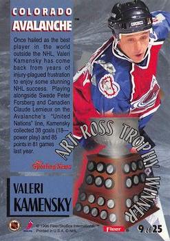 1996-97 Fleer - Art Ross Trophy #9 Valeri Kamensky Back