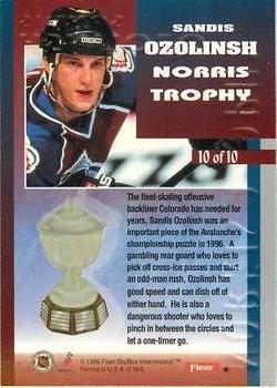 1996-97 Fleer - Norris Trophy #10 Sandis Ozolinsh Back