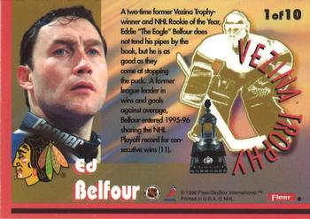 1996-97 Fleer - Vezina Trophy #1 Ed Belfour Back