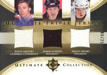 2005-06 Upper Deck Ultimate Collection - Jerseys Triple #TJ-GLC Wayne Gretzky / Mario Lemieux / Sidney Crosby Front