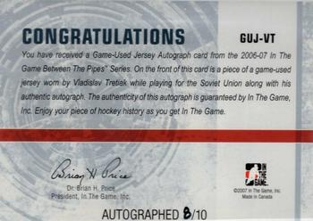 2006-07 In The Game Between The Pipes - Game Used Jersey Autograph #GUJ-40 Vladislav Tretiak  Back