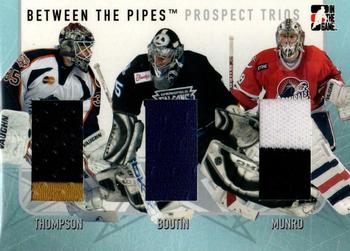 2006-07 In The Game Between The Pipes - Prospect Trios #PT-19 Billy Thompson / Jonathan Boutin / Adam Munro  Front