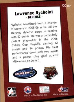 2006-07 In The Game Heroes and Prospects - Calder Cup Champions #CC-09 Lawrence Nycholat  Back