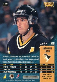 1996-97 Pinnacle #102 Jaromir Jagr Back