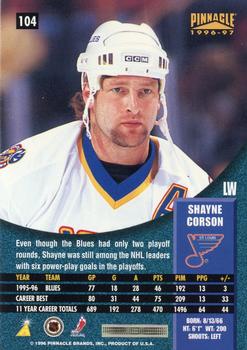 1996-97 Pinnacle #104 Shayne Corson Back