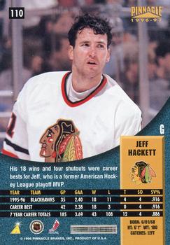 1996-97 Pinnacle #110 Jeff Hackett Back