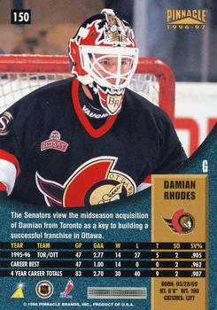 1996-97 Pinnacle #150 Damian Rhodes Back