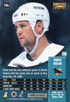 1996-97 Pinnacle #186 Owen Nolan Back