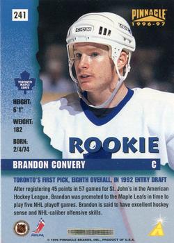 1996-97 Pinnacle #241 Brandon Convery Back