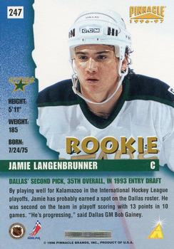 1996-97 Pinnacle #247 Jamie Langenbrunner Back